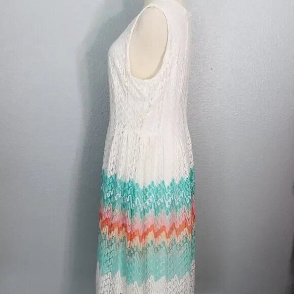 R&K White & Pastel Colored Lace Dress Size 18 - Picture 5 of 12
